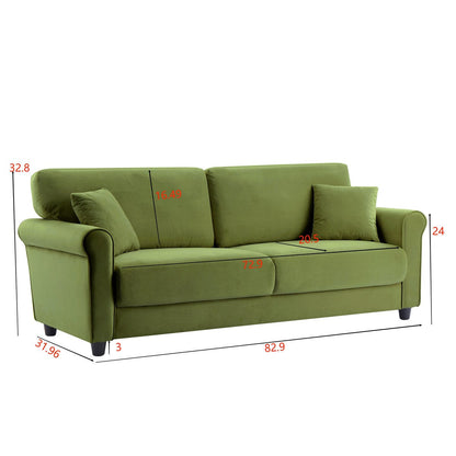 Classic Velvet Sofa Couch with Hardwood Frame, Upholstered Couch, Rounded Arms