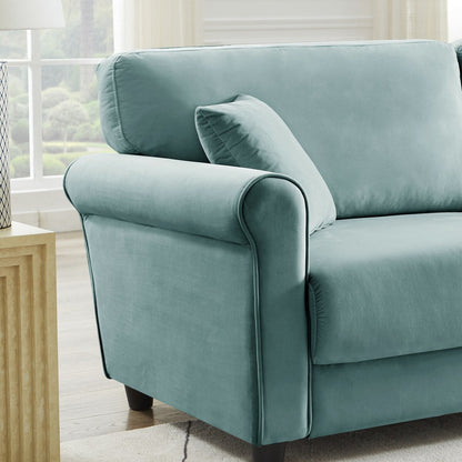 Classic Velvet Sofa Couch with Hardwood Frame, Upholstered Couch, Rounded Arms