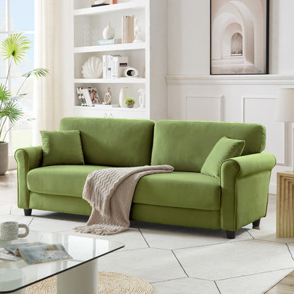 Classic Velvet Sofa Couch with Hardwood Frame, Upholstered Couch, Rounded Arms