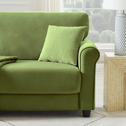 Classic Velvet Sofa Couch with Hardwood Frame, Upholstered Couch, Rounded Arms