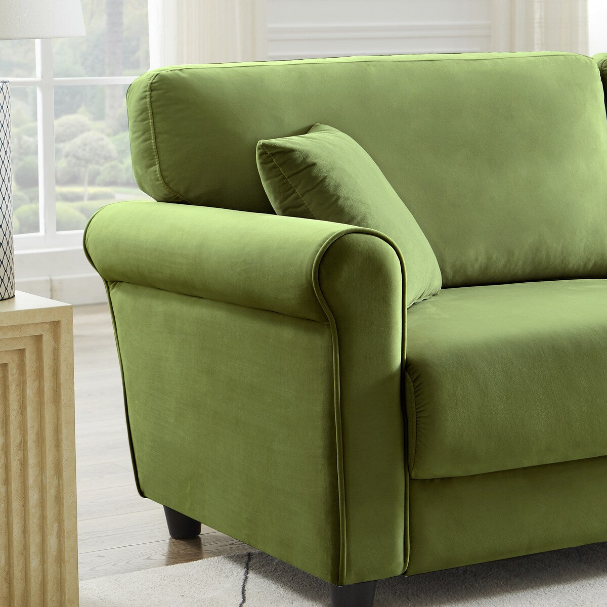 Classic Velvet Sofa Couch with Hardwood Frame, Upholstered Couch, Rounded Arms