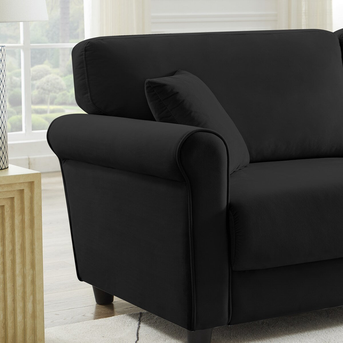 Classic Velvet Sofa Couch with Hardwood Frame, Upholstered Couch, Rounded Arms