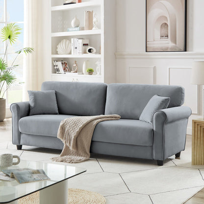 Classic Velvet Sofa Couch with Hardwood Frame, Upholstered Couch, Rounded Arms