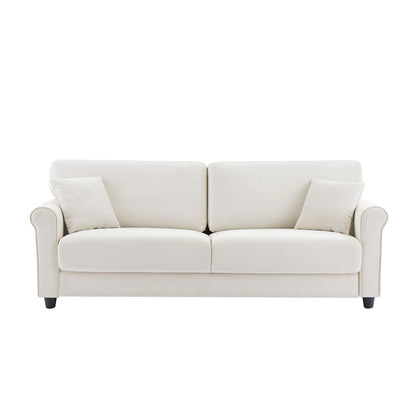Classic Velvet Sofa Couch with Hardwood Frame, Upholstered Couch, Rounded Arms