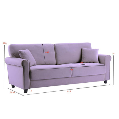 Classic Velvet Sofa Couch with Hardwood Frame, Upholstered Couch, Rounded Arms