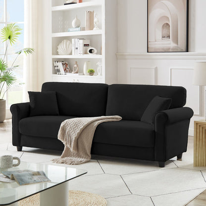 Classic Velvet Sofa Couch with Hardwood Frame, Upholstered Couch, Rounded Arms