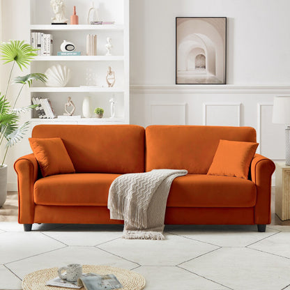 Classic Velvet Sofa Couch with Hardwood Frame, Upholstered Couch, Rounded Arms