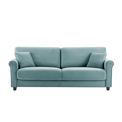 Classic Velvet Sofa Couch with Hardwood Frame, Upholstered Couch, Rounded Arms