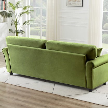 Classic Velvet Sofa Couch with Hardwood Frame, Upholstered Couch, Rounded Arms