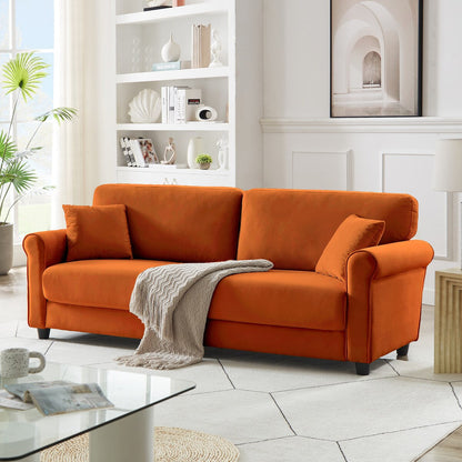 Classic Velvet Sofa Couch with Hardwood Frame, Upholstered Couch, Rounded Arms