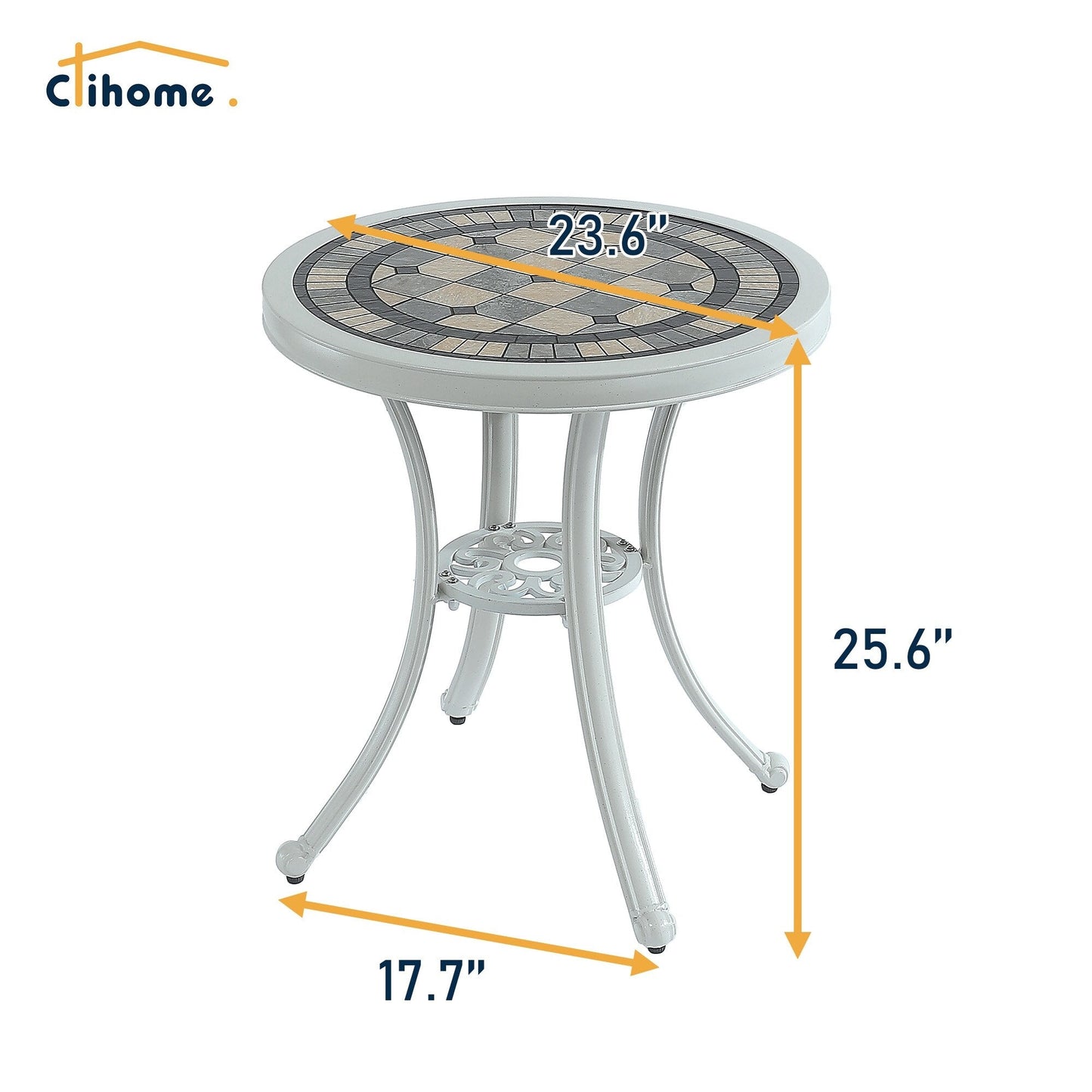 Clihome 3-Piece Cast Aluminum Outdoor Patio Rust-Resistant Bistro Set