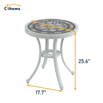Clihome 3-Piece Cast Aluminum Outdoor Patio Rust-Resistant Bistro Set