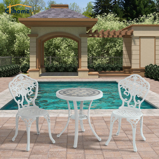 Clihome 3-Piece Cast Aluminum Outdoor Patio Rust-Resistant Bistro Set