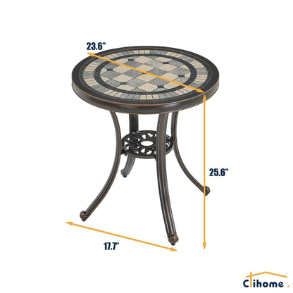 Clihome 3-Piece Cast Aluminum Outdoor Patio Rust-Resistant Bistro Set