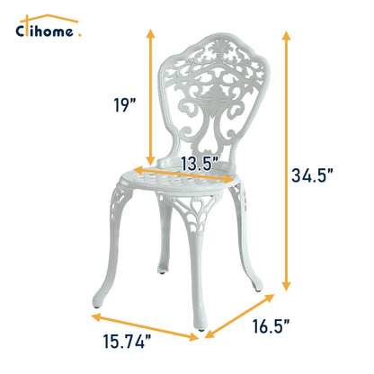 Clihome 3-Piece Cast Aluminum Outdoor Patio Rust-Resistant Bistro Set