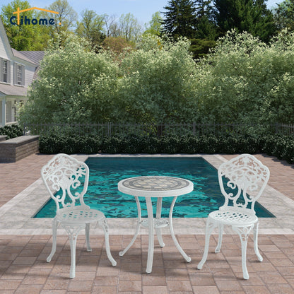 Clihome 3-Piece Cast Aluminum Outdoor Patio Rust-Resistant Bistro Set