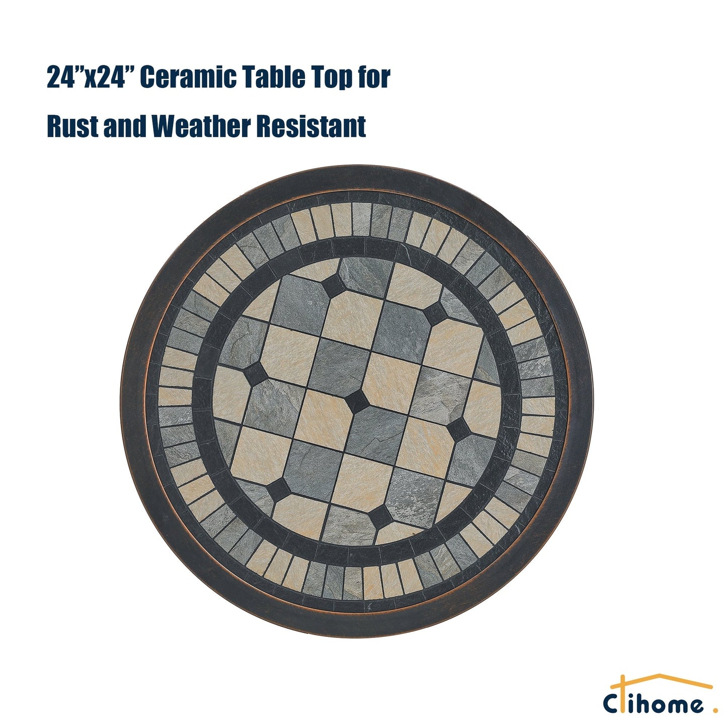 Clihome 3-Piece Cast Aluminum Outdoor Patio Rust-Resistant Bistro Set