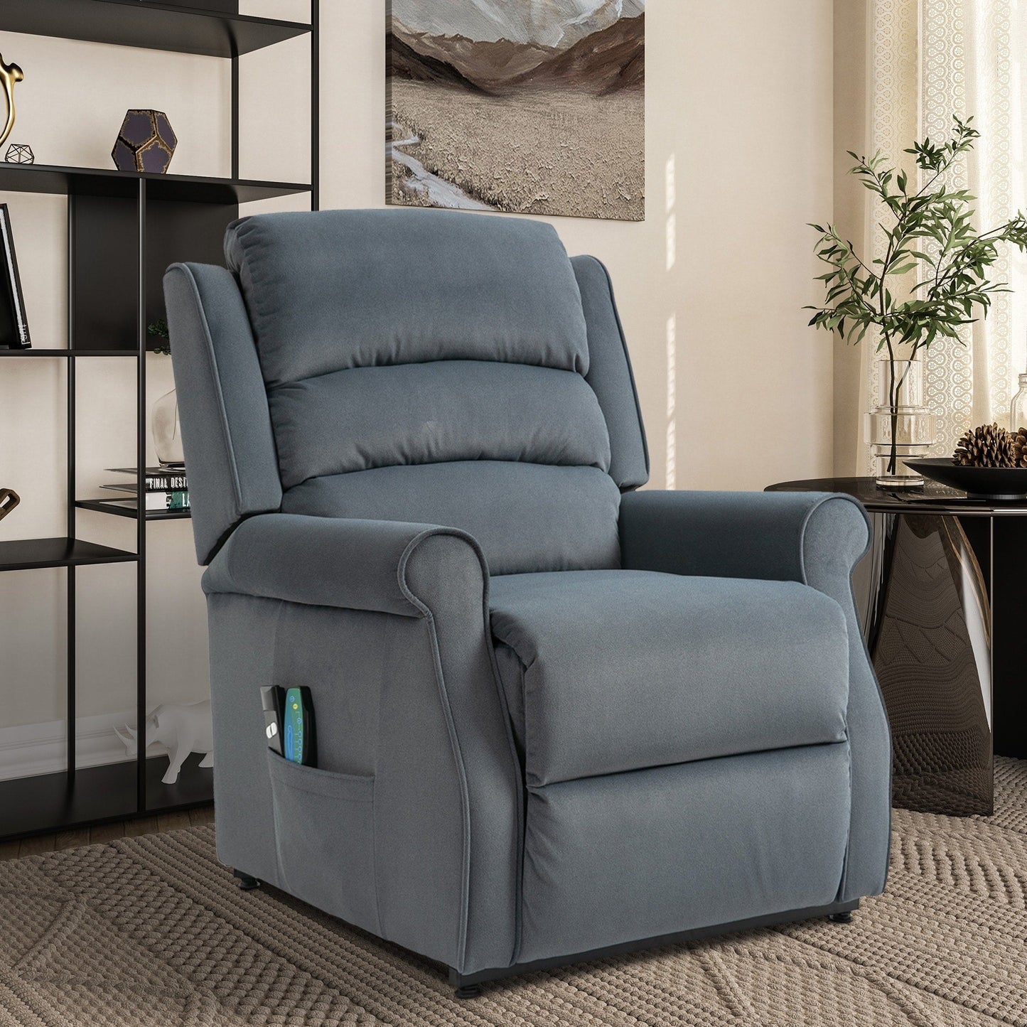 Clihome Chenille Fabric Power Lift Recliner Chair with Massage