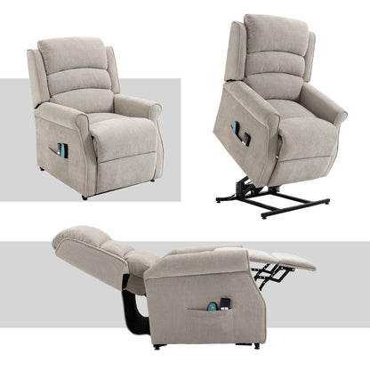 Clihome Chenille Fabric Power Lift Recliner Chair with Massage