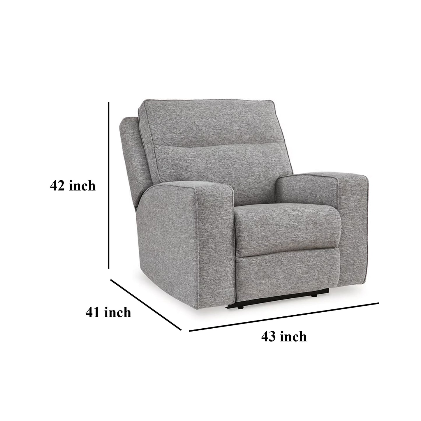 Cloe Power Recliner Chair, Adjustable Back, Gray Performance Nuvella