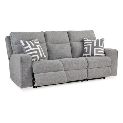 Cloe Power Reclining Sofa, Gray Performance Nuvella, 2 Pillows 88 Inch