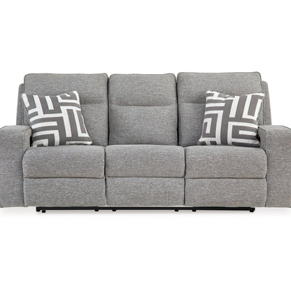 Cloe Power Reclining Sofa, Gray Performance Nuvella, 2 Pillows 88 Inch