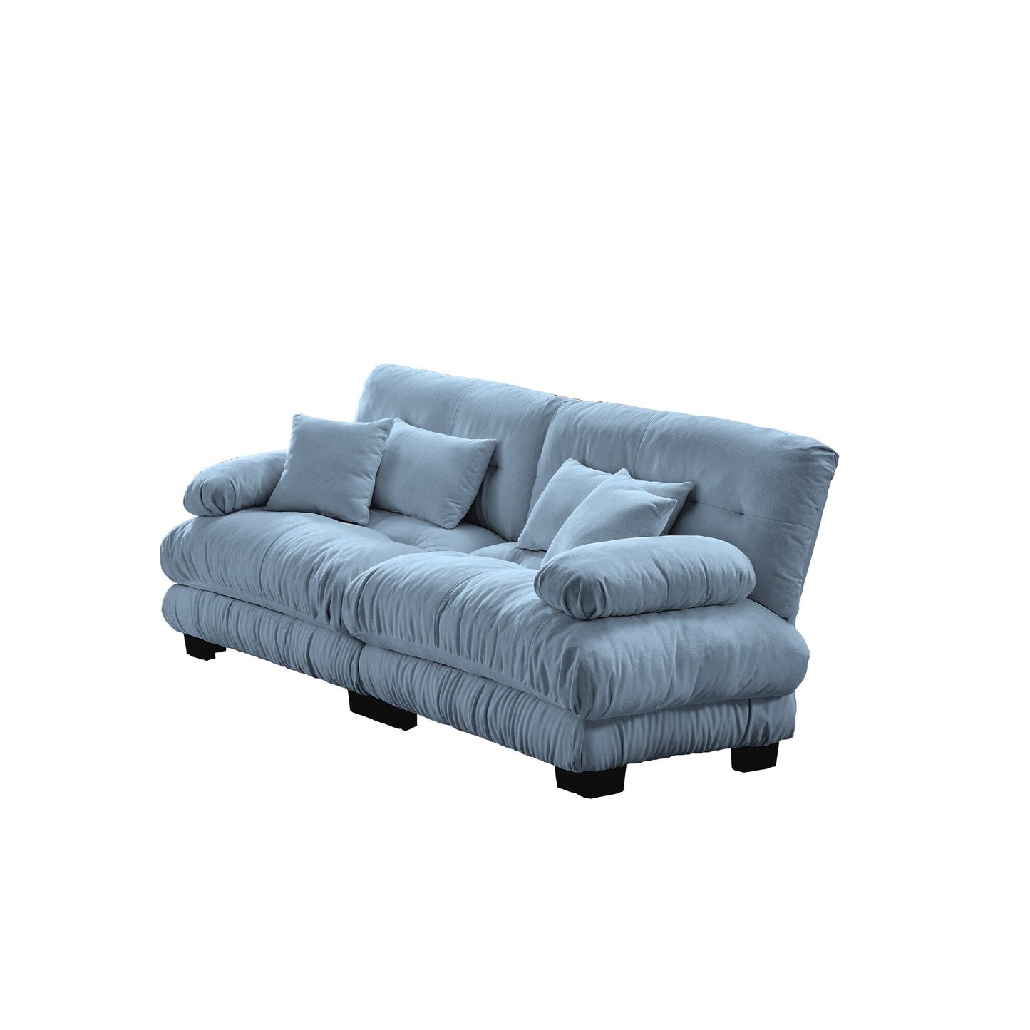 Cloud Couch 2 Seater Sofa for Living Room, Chenille 2 - Seat sofa with 2 Lumbar pillows and 2 throw pillows,Chenille Blue
