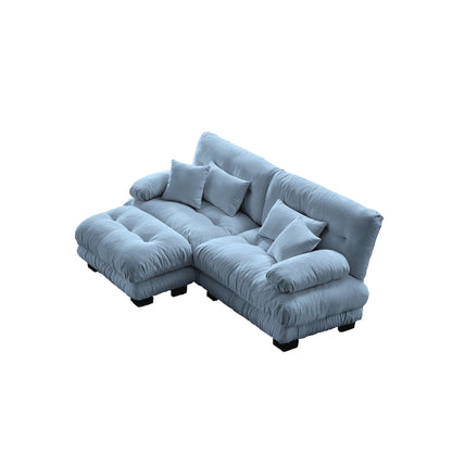Cloud Couch Sectional Sofa for Living Room, Chenille 2 Seater Sofa with 2 Lumbar pillows and 2 throw pillows