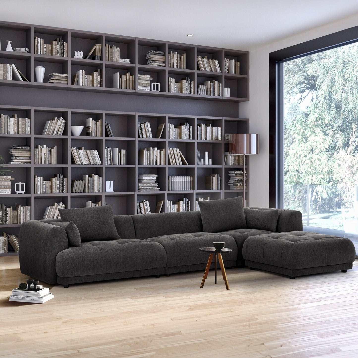 Cloud Modular Sofa Sectional 144 with Ottoman - Plush Chenille Fabric Living Room Couch
