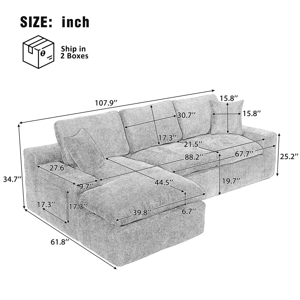 Cloud Sectional Sofa 107.9 Upholstered Sofa Couch
