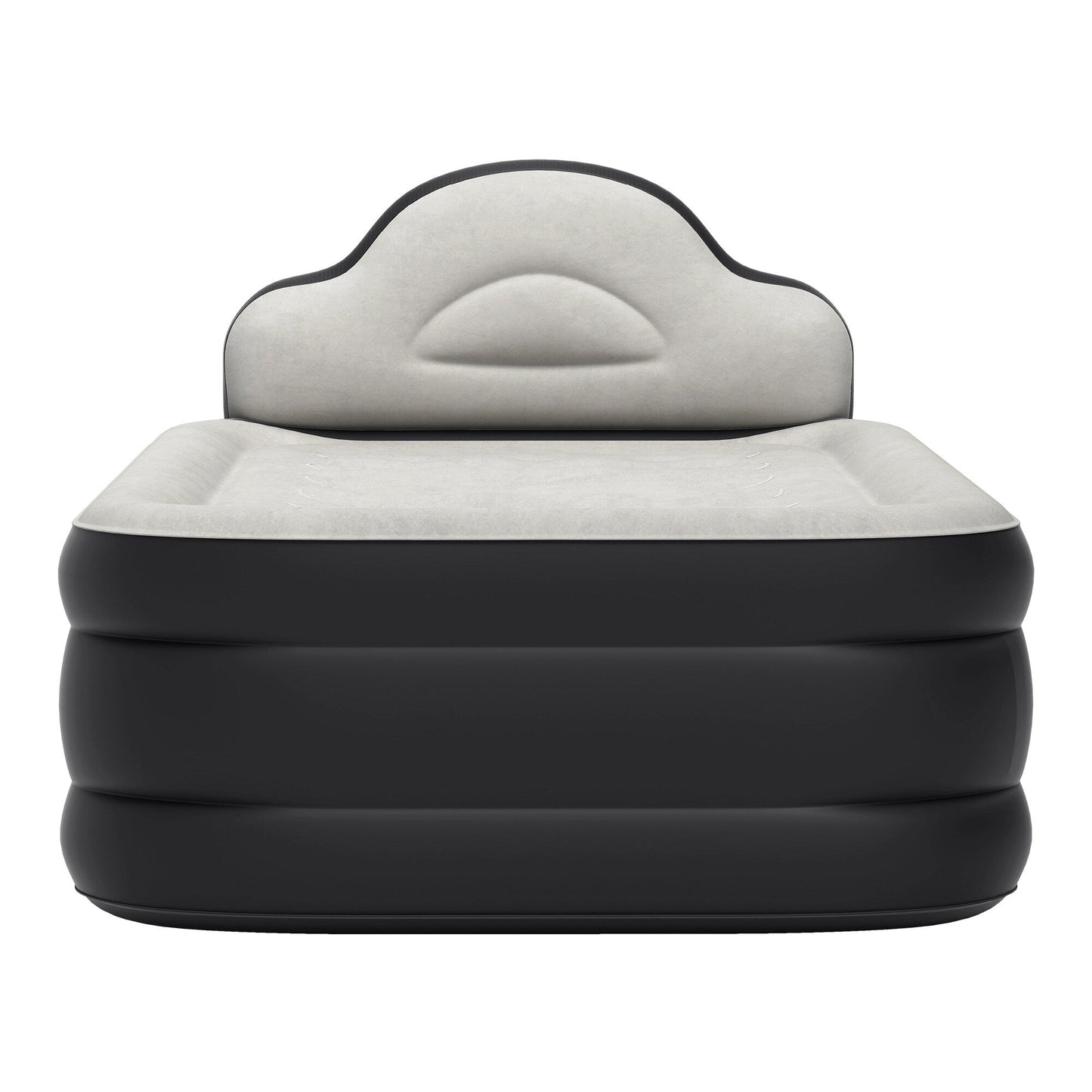 Cloud-shaped inflatable mattress with a built-in power cord, fixed pump head, and inflatable headboard