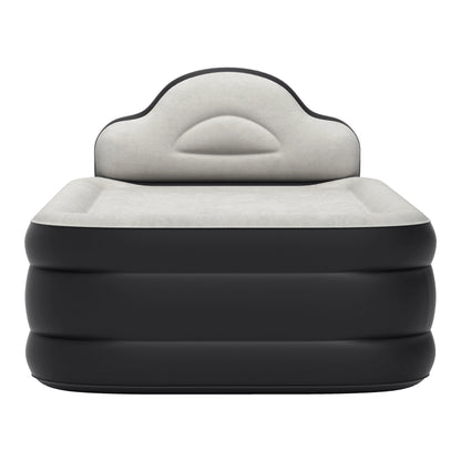 Cloud-shaped inflatable mattress with a built-in power cord, fixed pump head, and inflatable headboard