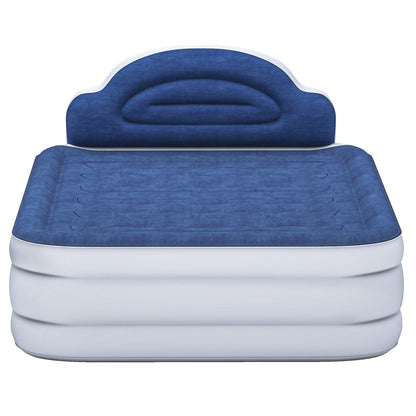 Cloud-shaped inflatable mattress with a built-in power cord, fixed pump head, and inflatable headboard