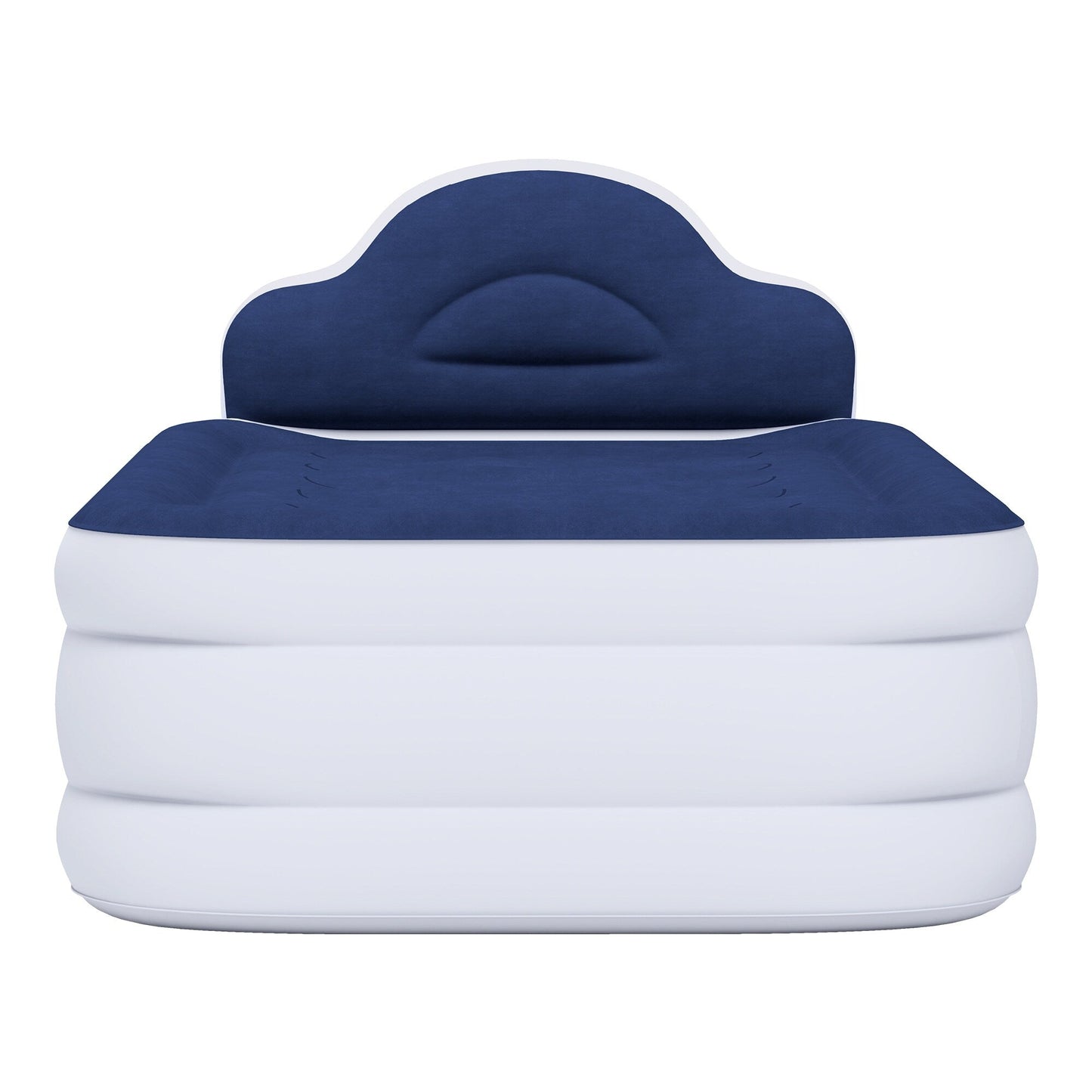 Cloud-shaped inflatable mattress with a built-in power cord, fixed pump head, and inflatable headboard
