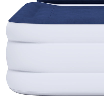 Cloud-shaped inflatable mattress with a built-in power cord, fixed pump head, and inflatable headboard