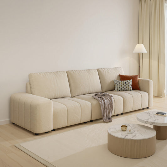 Combination Sofa Three Seats Cat Scratch Material High and Low Armrest Design Bacta Style beige