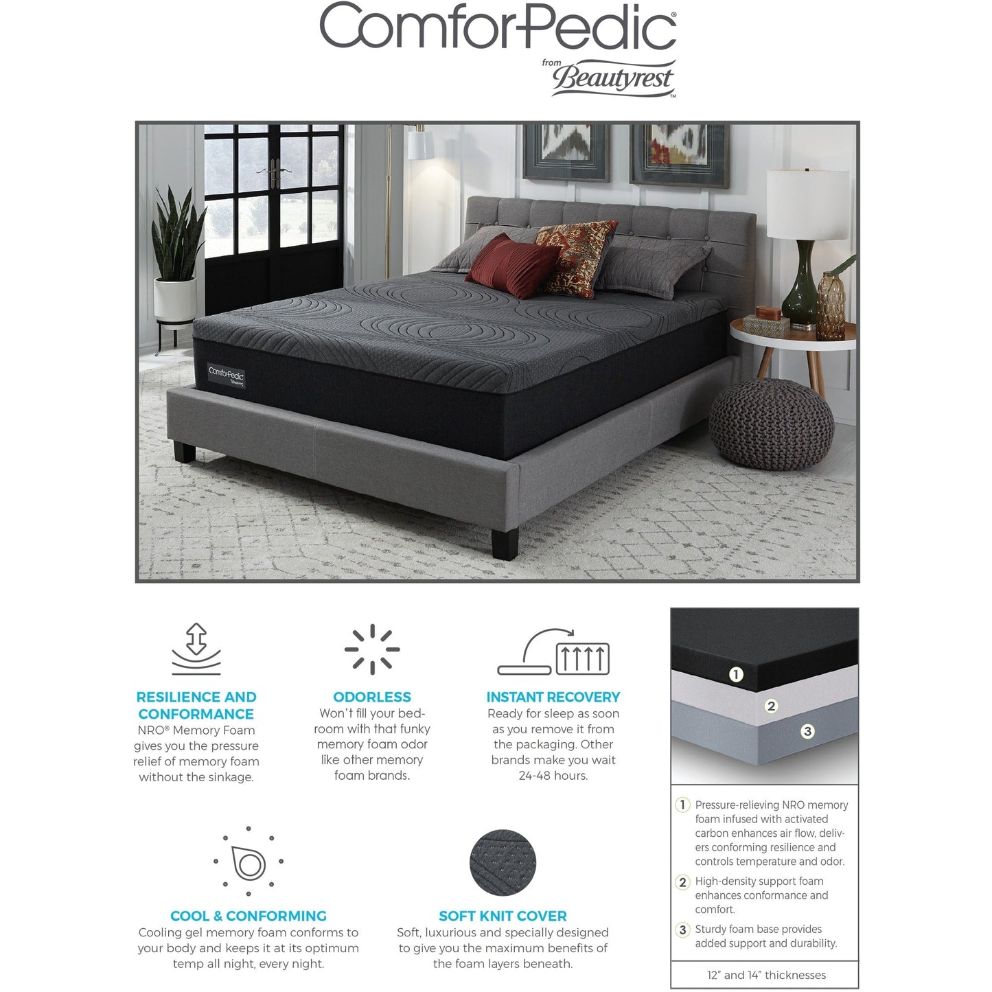 ComforPedic from BeautyRest 14 NRO Memory Foam Mattress