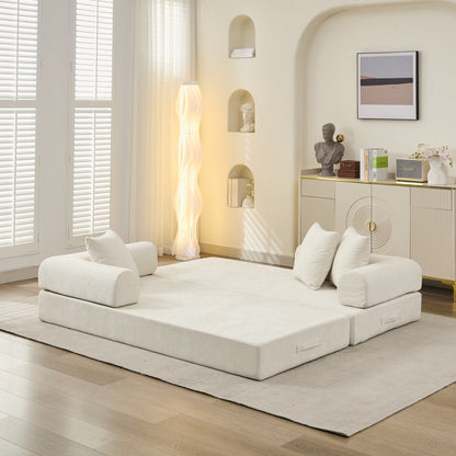 Comfy Convertible Folding Mattress Couch, Floor Sofa Bed, Chenille Floor Sofa with Armrest, Floor Sofa Lounge Couch