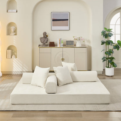 Comfy Convertible Folding Mattress Couch, Floor Sofa Bed, Chenille Floor Sofa with Armrest, Floor Sofa Lounge Couch