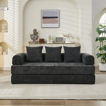 Comfy Convertible Folding Mattress Couch,Floor Sofa Bed, Chenille Floor Sofa With Armrest, Floor Sofa Lounge Couch