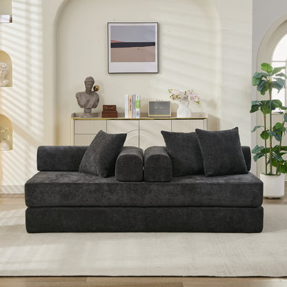 Comfy Convertible Folding Mattress Couch,Floor Sofa Bed, Chenille Floor Sofa With Armrest, Floor Sofa Lounge Couch