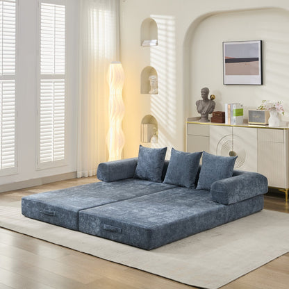 Comfy Convertible Folding Mattress Couch,Floor Sofa Bed, Chenille Floor Sofa With Armrest, Floor Sofa Lounge Couch