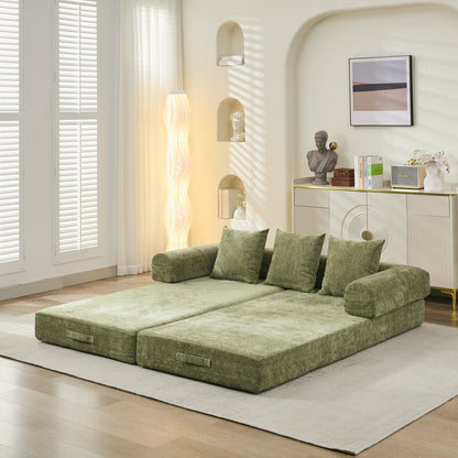 Comfy Convertible Folding Mattress Couch,Floor Sofa Bed, Chenille Floor Sofa With Armrest, Floor Sofa Lounge Couch