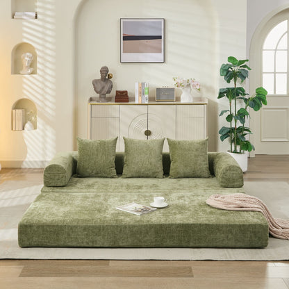 Comfy Convertible Folding Mattress Couch,Floor Sofa Bed, Chenille Floor Sofa With Armrest, Floor Sofa Lounge Couch