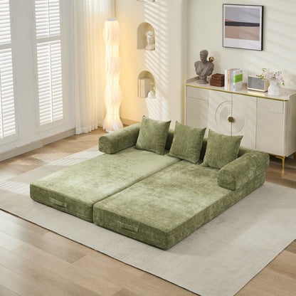 Comfy Convertible Folding Mattress Couch,Floor Sofa Bed, Chenille Floor Sofa With Armrest, Floor Sofa Lounge Couch