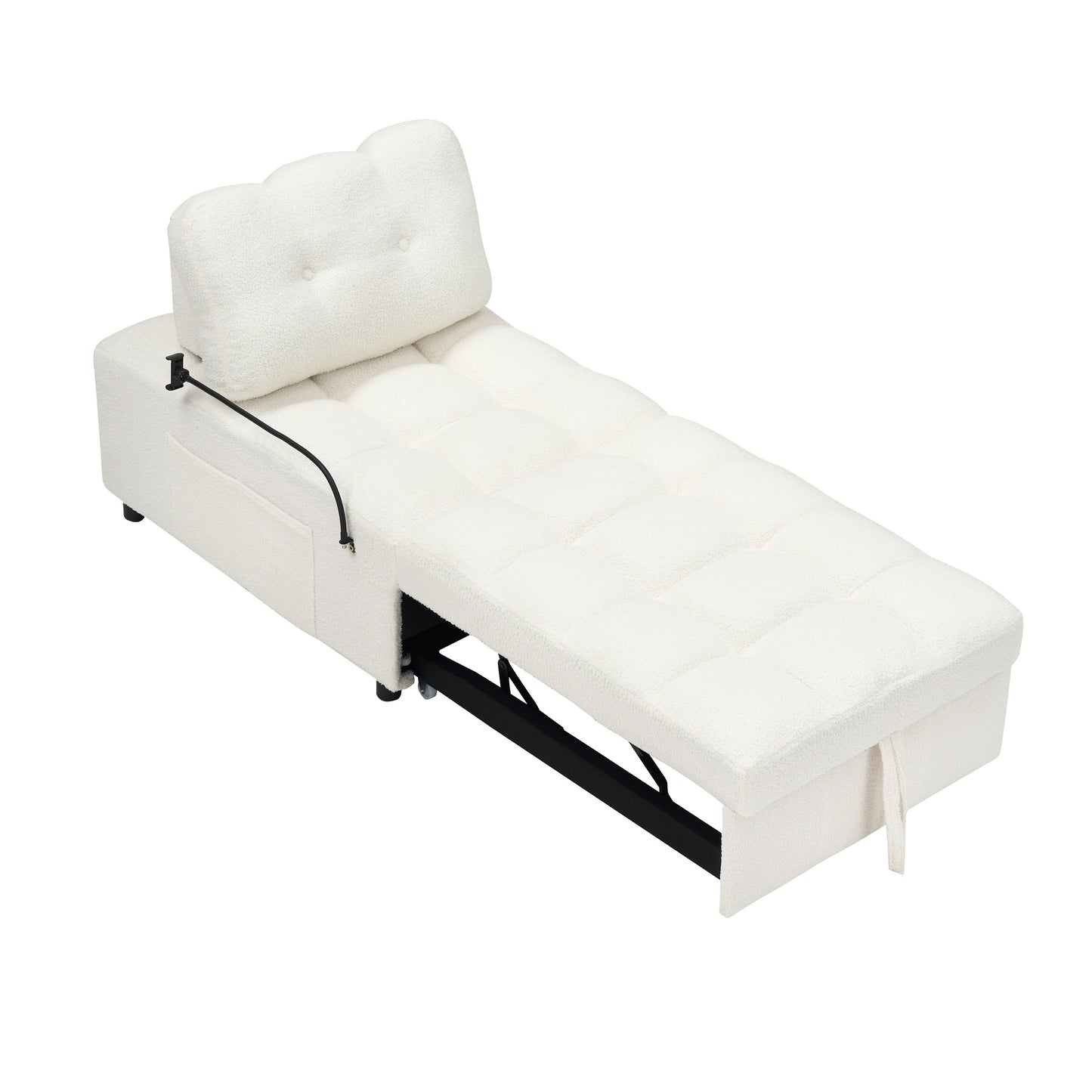 Compact Teddy Fabric Sofa - 40.20-Inch Convertible Sofa Bed for Small Spaces in Living Room or Office