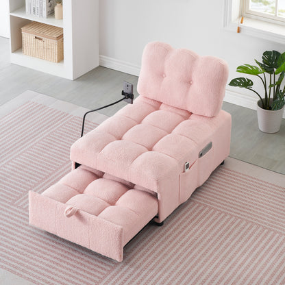 Compact Teddy Fabric Sofa - 40.20-Inch Convertible Sofa Bed for Small Spaces in Living Room or Office