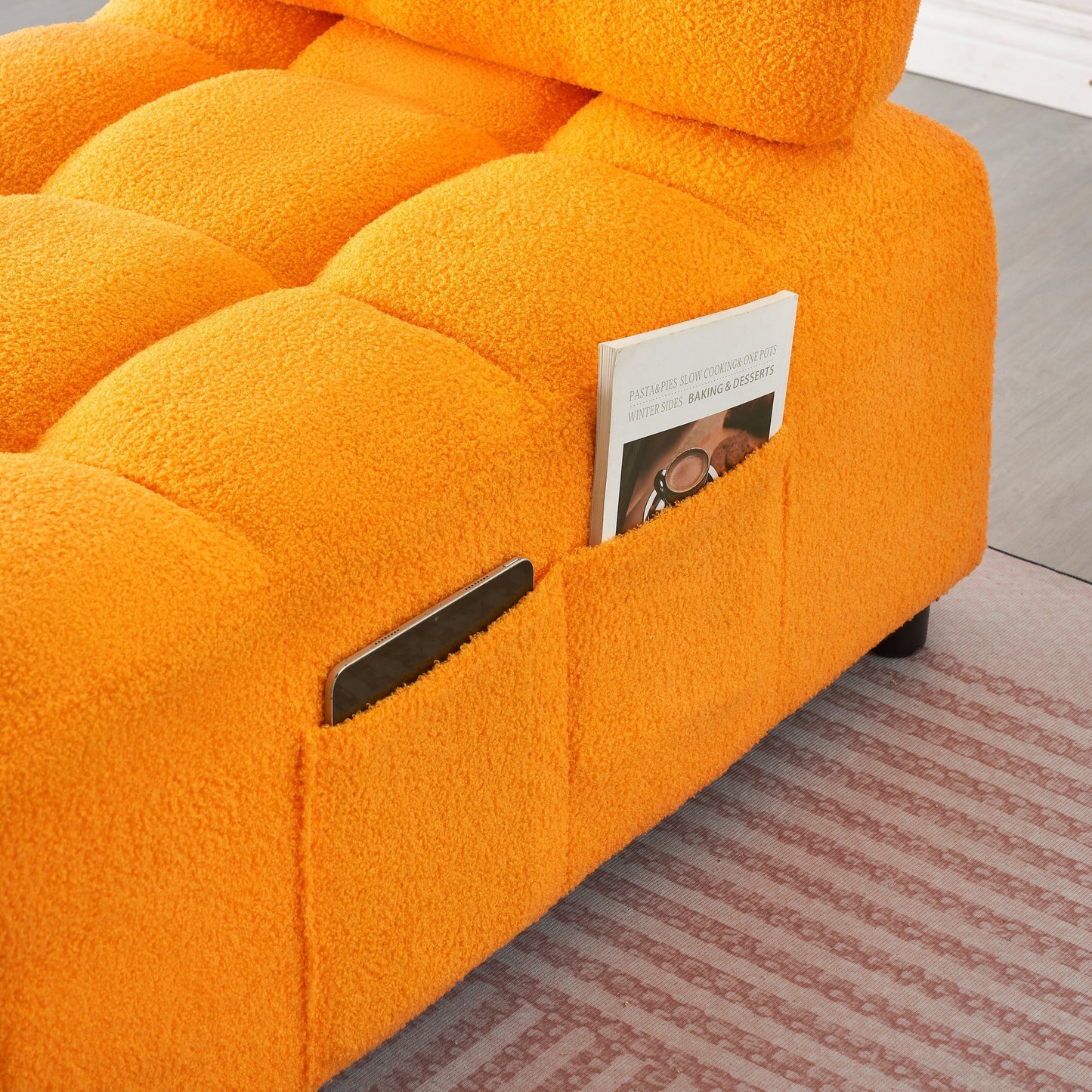 Compact Teddy Fabric Sofa - 40.20-Inch Convertible Sofa Bed for Small Spaces in Living Room or Office