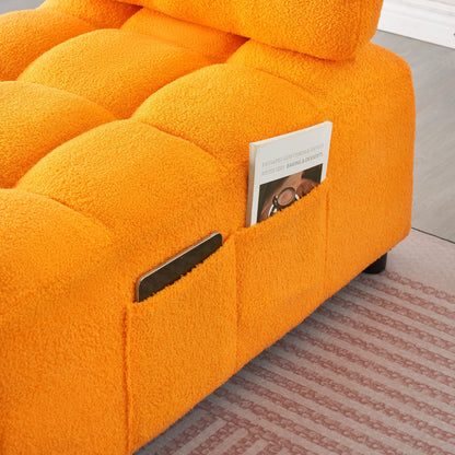 Compact Teddy Fabric Sofa - 40.20-Inch Convertible Sofa Bed for Small Spaces in Living Room or Office