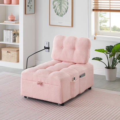 Compact Teddy Fabric Sofa - 40.20-Inch Convertible Sofa Bed for Small Spaces in Living Room or Office